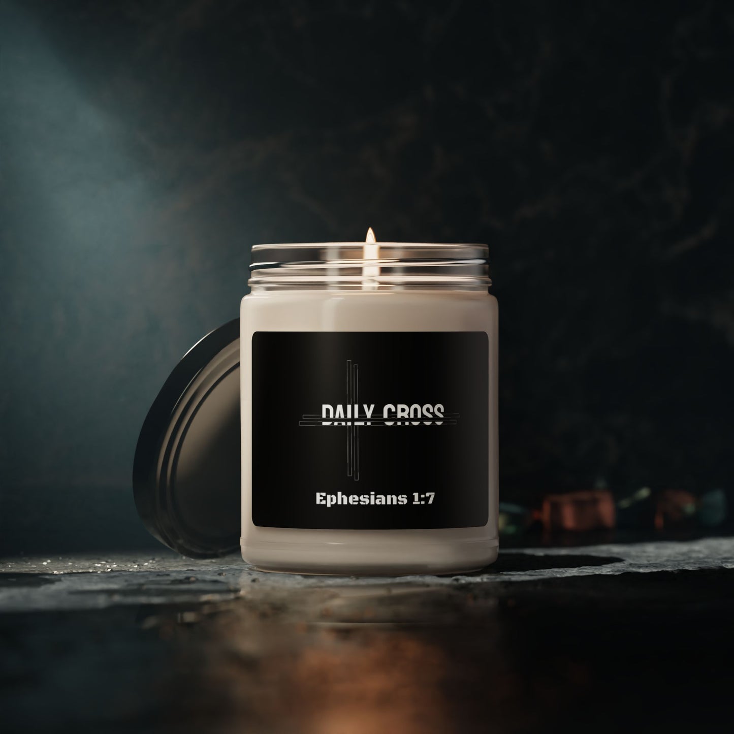 "DAILY CROSS- Ephesians 1:7" Scented Soy Candle, 9oz